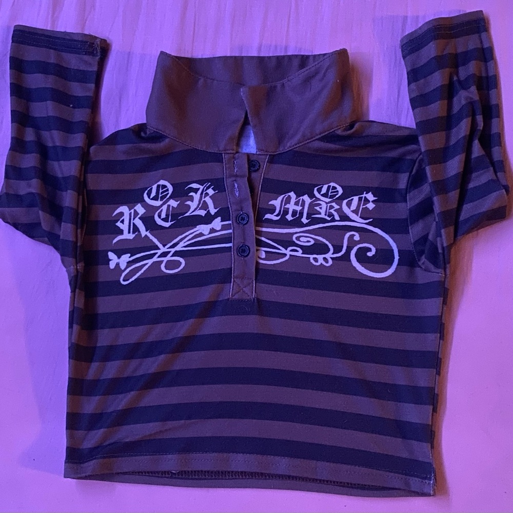 Tops Stripe T-Shirts, Button Up V Neck Half Sleeve Sweat Shirts Grunge